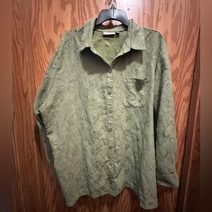 Vintage Croft & Barrow Olive Green Floral Button Up Shirt